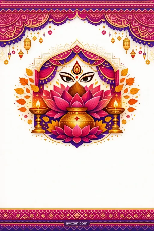 North Indian Durga Puja · Contemporary — North Indian Hindu Modern Durga Puja invitation card design from Ayozan