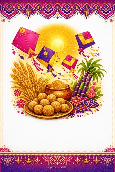 North Indian Makar Sankranti · Contemporary — Makar Sankranti greeting card design