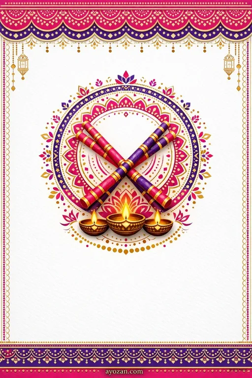 North Indian Navratri · Contemporary — North Indian Hindu Modern Navratri invitation card design from Ayozan