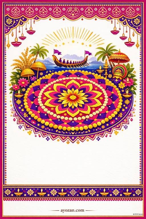 North Indian Onam · Contemporary — North Indian Hindu Modern Onam invitation card design from Ayozan