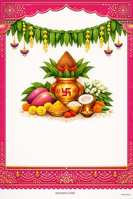 North Indian Ugadi · Contemporary — North Indian Hindu Modern Ugadi invitation card design from Ayozan