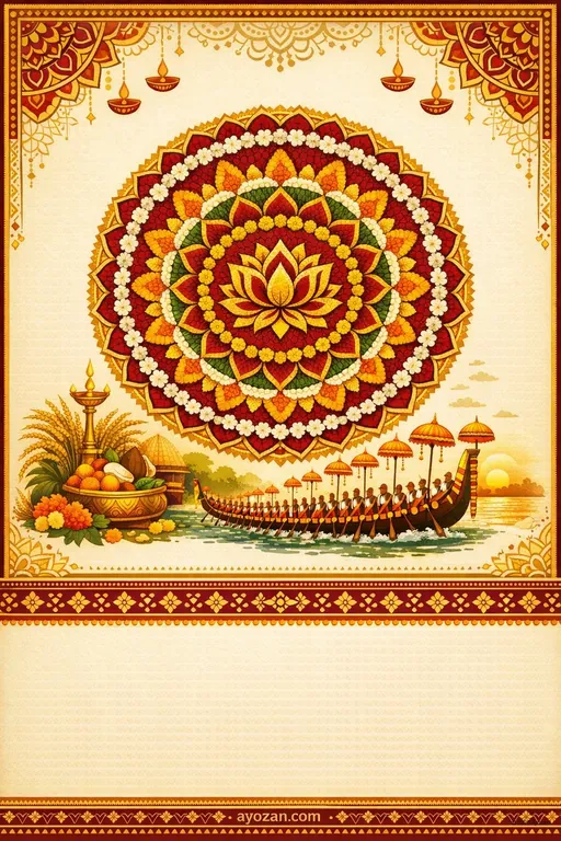 North Indian Onam · Classic — North Indian Hindu Traditional Onam invitation card design from Ayozan