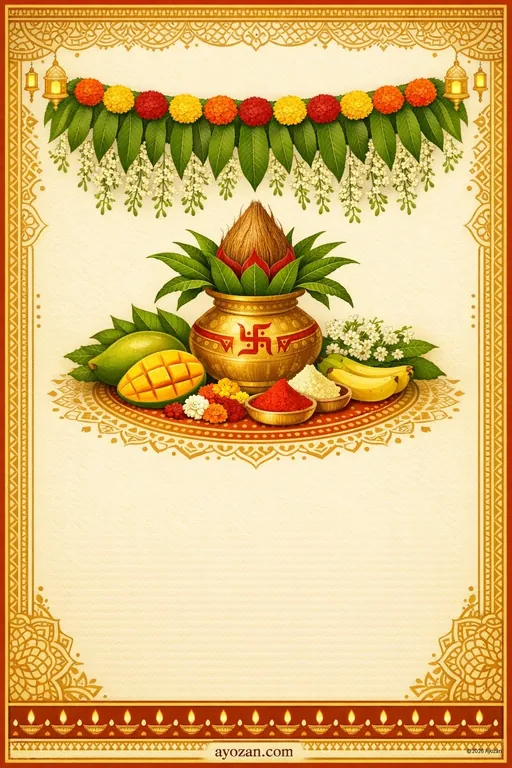 North Indian Ugadi · Classic — North Indian Hindu Traditional Ugadi invitation card design from Ayozan