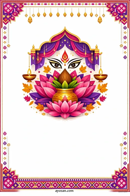 Punjabi Durga Puja · Contemporary — Punjabi Hindu Modern Durga Puja invitation card design from Ayozan