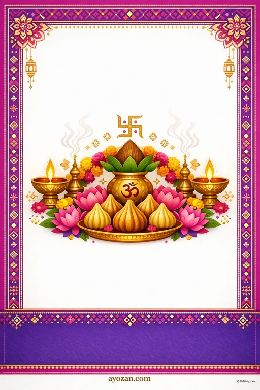 Punjabi Ganesh Chaturthi · Contemporary — Punjabi Hindu Modern Ganesh Chaturthi invitation card design from Ayozan