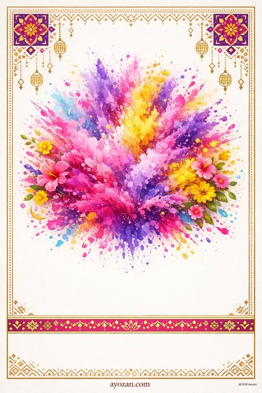 Punjabi Holi · Contemporary — Punjabi Hindu Modern Holi invitation card design from Ayozan