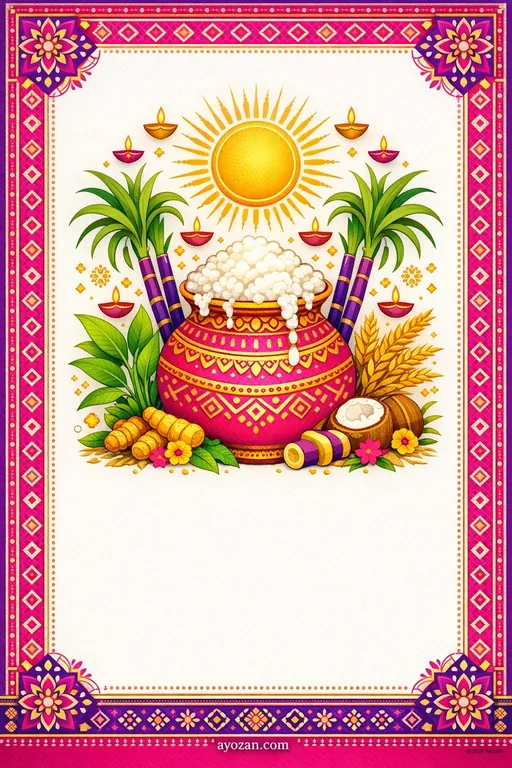 Punjabi Pongal · Contemporary — Punjabi Hindu Modern Pongal invitation card design from Ayozan