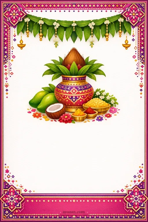 Ugadi · Contemporary — Punjabi Hindu Modern Ugadi invitation card design from Ayozan