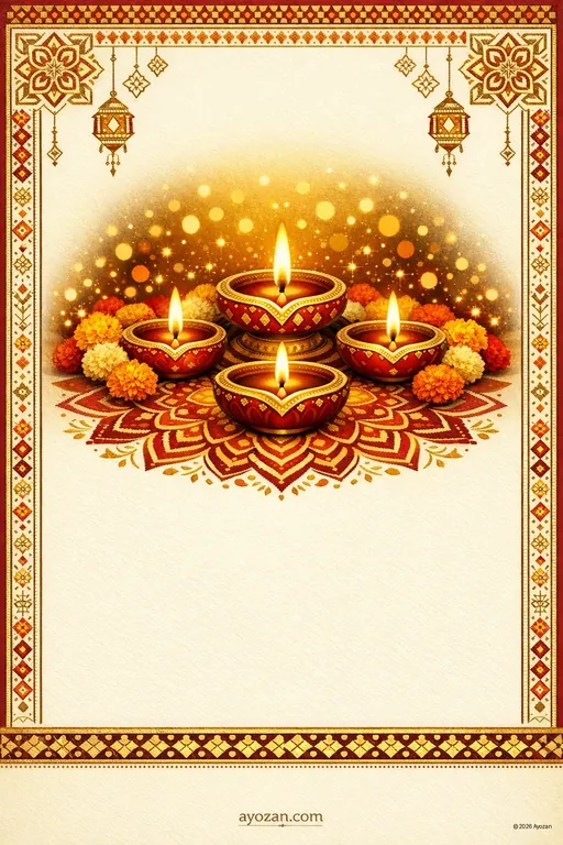 Punjabi Diwali · Classic — Punjabi Hindu Traditional Diwali invitation card design from Ayozan