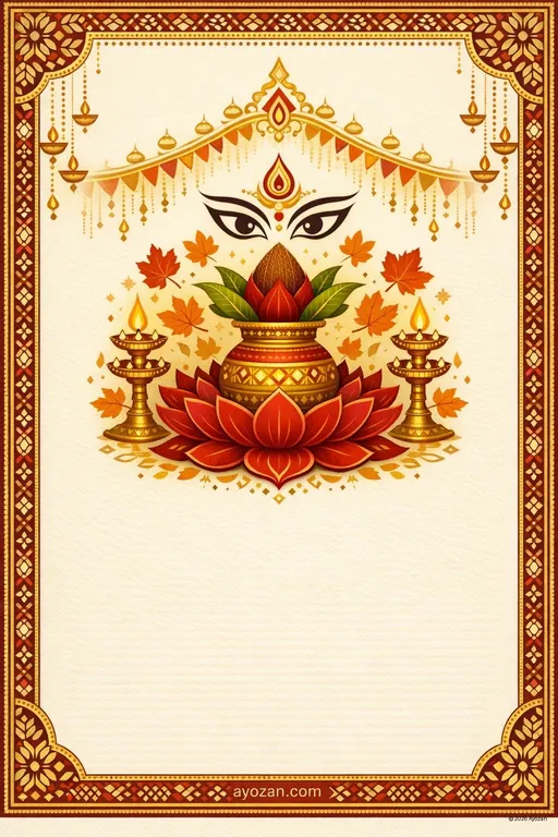 Punjabi Durga Puja · Classic — Punjabi Hindu Traditional Durga Puja invitation card design from Ayozan