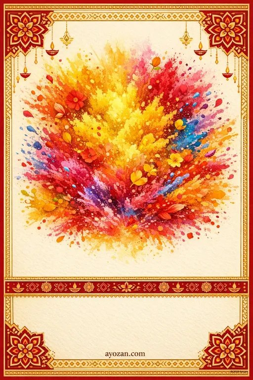 Punjabi Holi · Classic — Punjabi Hindu Traditional Holi invitation card design from Ayozan