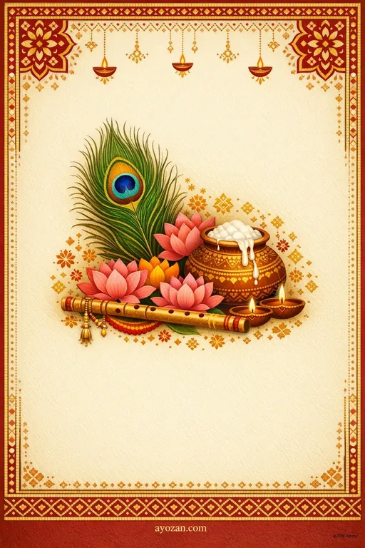 Punjabi Janmashtami · Classic — Punjabi Hindu Traditional Janmashtami invitation card design from Ayozan