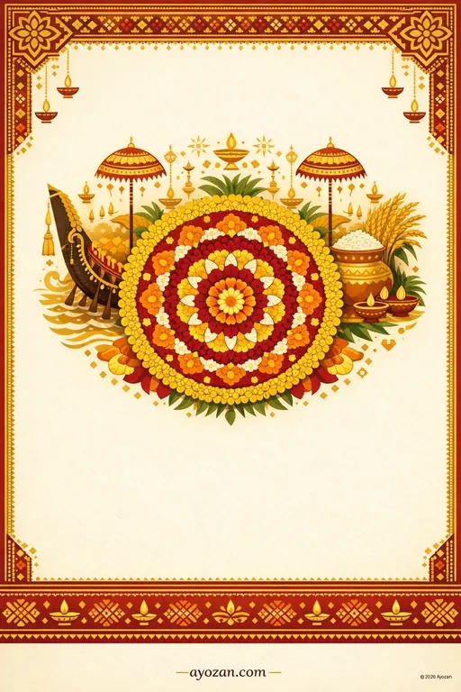 Punjabi Onam · Classic — Punjabi Hindu Traditional Onam invitation card design from Ayozan