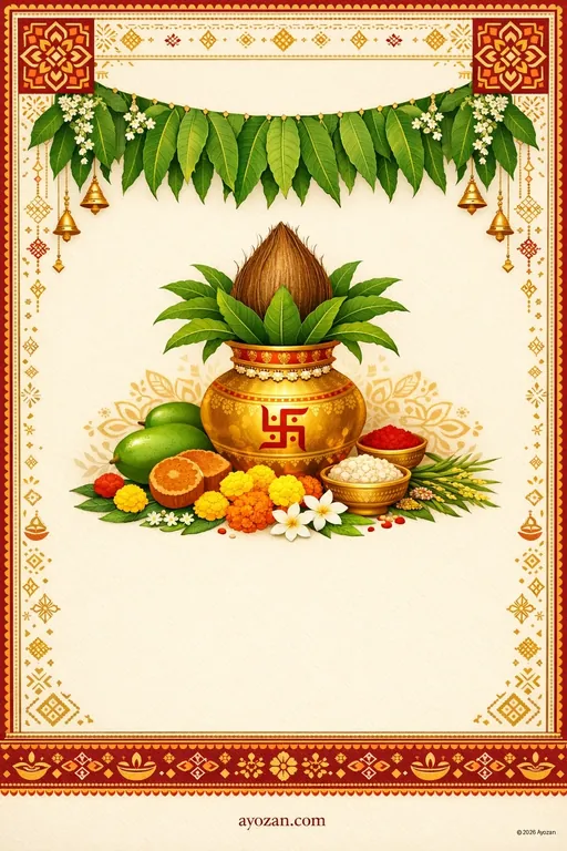 Ugadi · Classic — Punjabi Hindu Traditional Ugadi invitation card design from Ayozan
