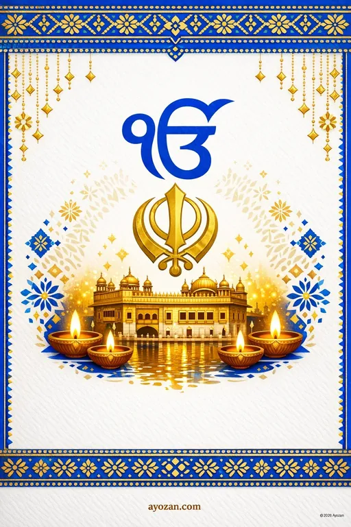 Punjabi Baisakhi · Contemporary — Punjabi Sikh Modern Baisakhi invitation card design from Ayozan