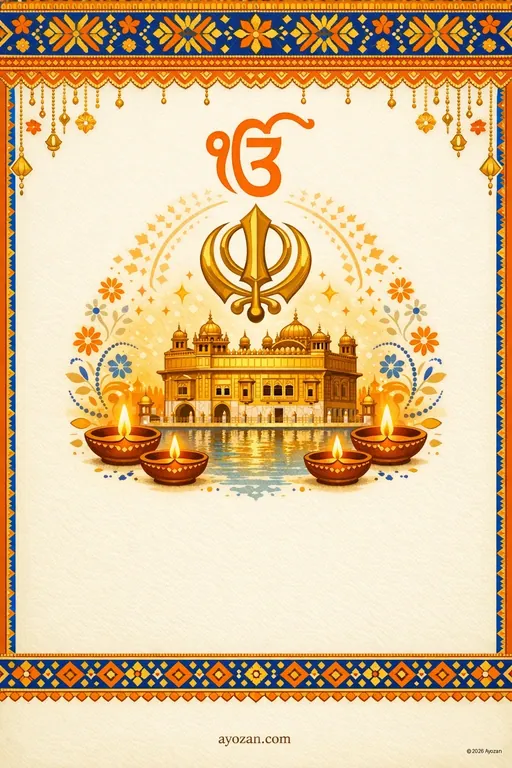 Punjabi Baisakhi · Classic — Punjabi Sikh Traditional Baisakhi invitation card design from Ayozan