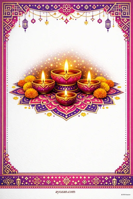 Tamil Diwali · Contemporary — Tamil Hindu Modern Diwali invitation card design from Ayozan