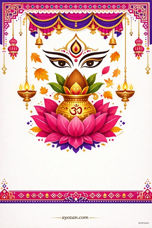 Tamil Durga Puja · Contemporary — Tamil Hindu Modern Durga Puja invitation card design from Ayozan