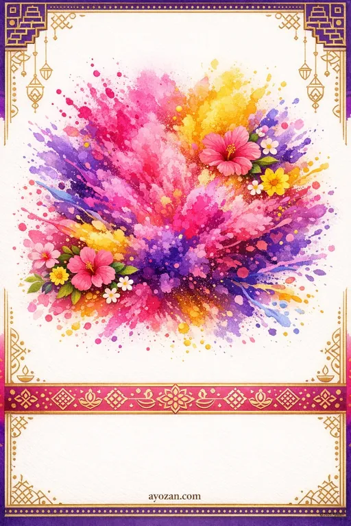 Tamil Holi · Contemporary — Tamil Hindu Modern Holi invitation card design from Ayozan