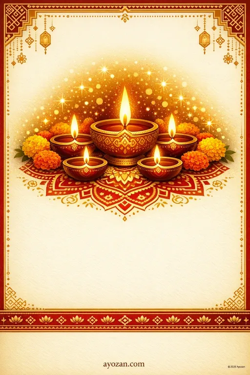 Tamil Diwali · Classic — Tamil Hindu Traditional Diwali invitation card design from Ayozan