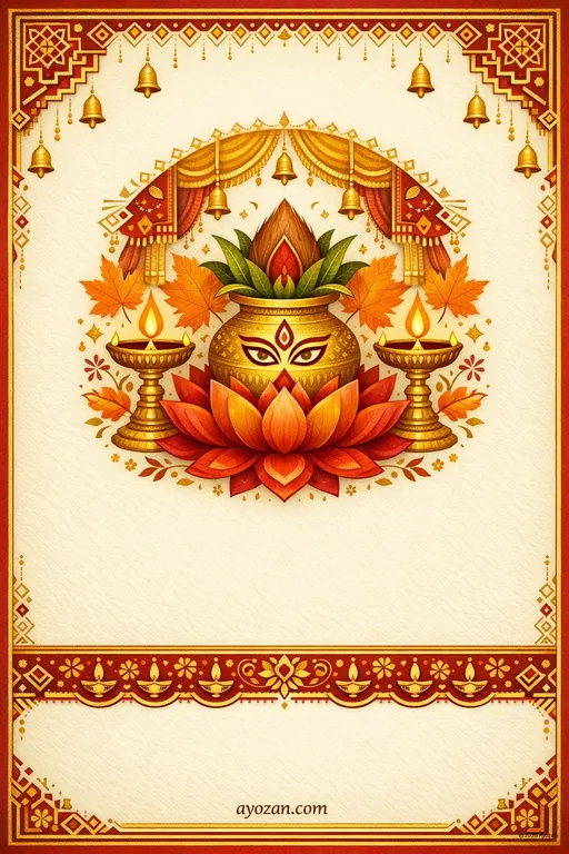 Tamil Durga Puja · Classic — Tamil Hindu Traditional Durga Puja invitation card design from Ayozan