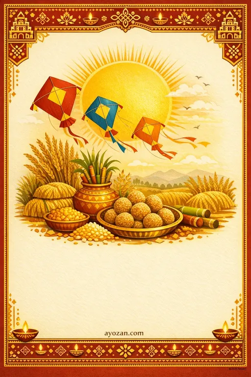 Tamil Makar Sankranti · Classic — Tamil Hindu Traditional Makar Sankranti invitation card design from Ayozan