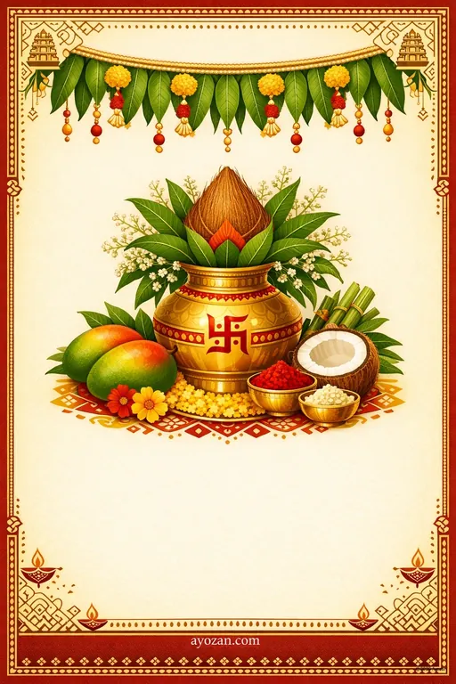 Tamil Ugadi · Classic — Tamil Hindu Traditional Ugadi invitation card design from Ayozan