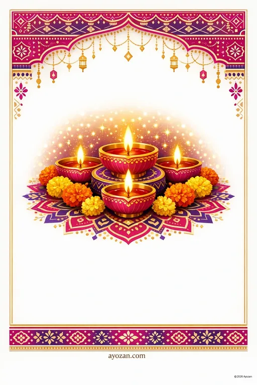 Andhra Diwali · Contemporary — Telugu Hindu Modern Diwali invitation card design from Ayozan