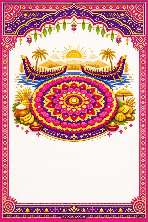 Andhra Onam · Contemporary — Telugu Hindu Modern Onam invitation card design from Ayozan