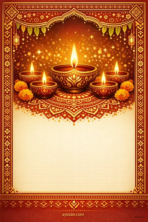 Andhra Diwali · Classic — Telugu Hindu Traditional Diwali invitation card design from Ayozan
