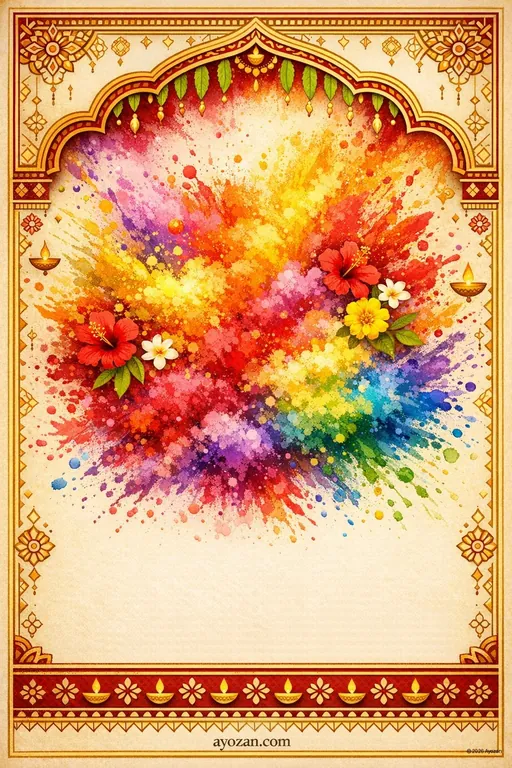 Andhra Holi · Classic — Telugu Hindu Traditional Holi invitation card design from Ayozan
