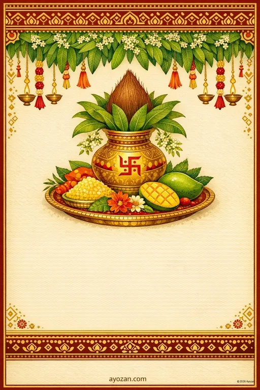 Andhra Ugadi · Classic — Telugu Hindu Traditional Ugadi invitation card design from Ayozan