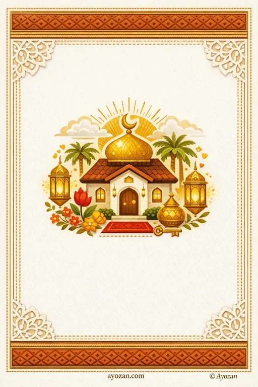 Bengali Housewarming · Minimal — Bengali Muslim Minimal Housewarming invitation card design from Ayozan