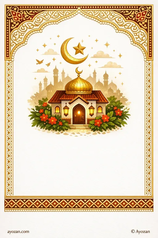 Hyderabadi Housewarming · Minimal — Hyderabadi Muslim Minimal Housewarming invitation card design from Ayozan