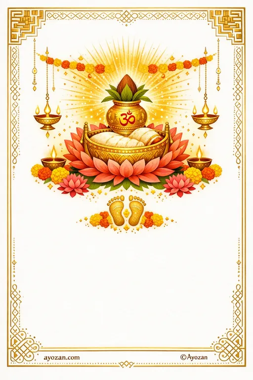 Tamil Baby Shower · Minimal — Tamil Hindu Minimal Baby Shower invitation card design from Ayozan
