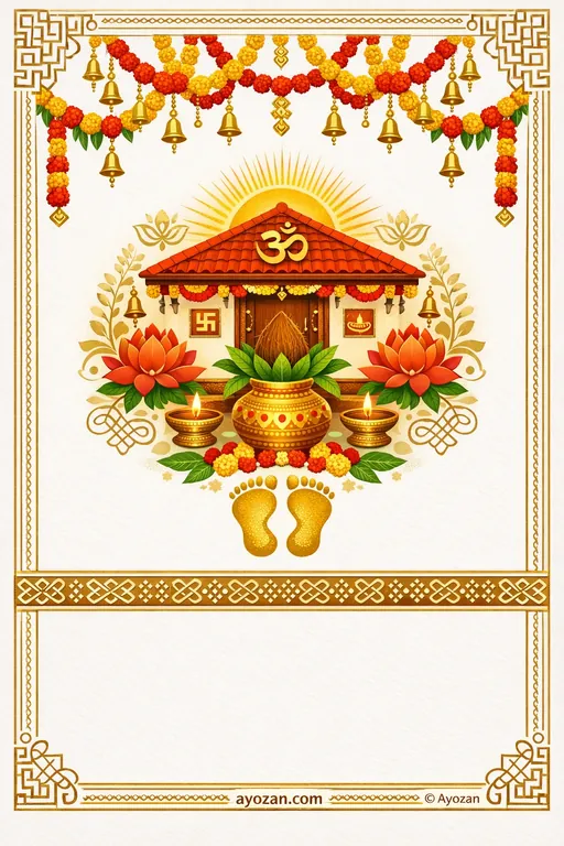 Tamil Housewarming · Minimal — Tamil Hindu Minimal Housewarming invitation card design from Ayozan