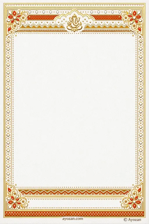 Gujarati Mehndi · Floral — Gujarati Hindu Botanical Mehndi invitation card design from Ayozan