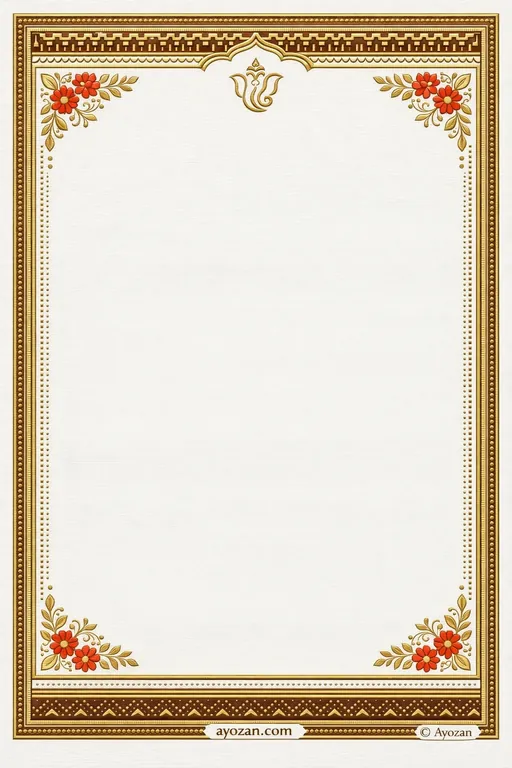 Gujarati Reception · Floral — Gujarati Hindu Botanical Reception invitation card design from Ayozan