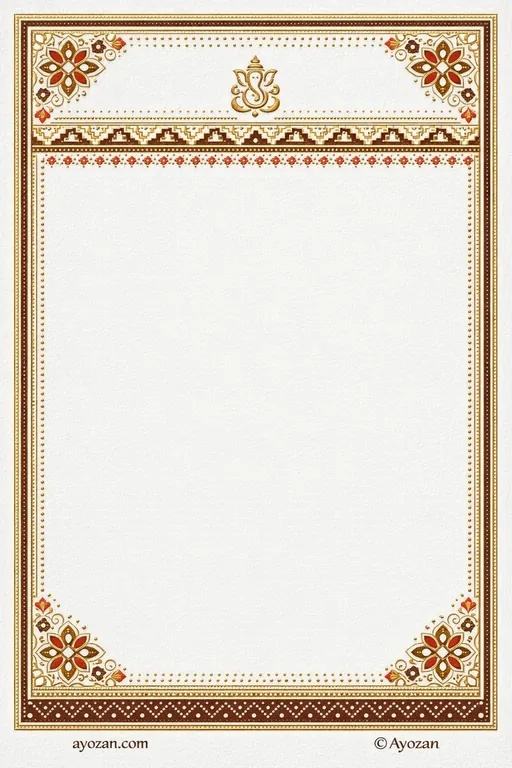 Gujarati Wedding · Floral — Gujarati Hindu Botanical Wedding invitation card design from Ayozan