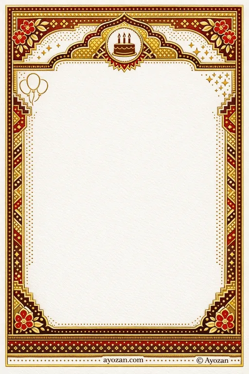 Gujarati Birthday · Ornate — Gujarati Hindu Ornate Birthday invitation card design from Ayozan