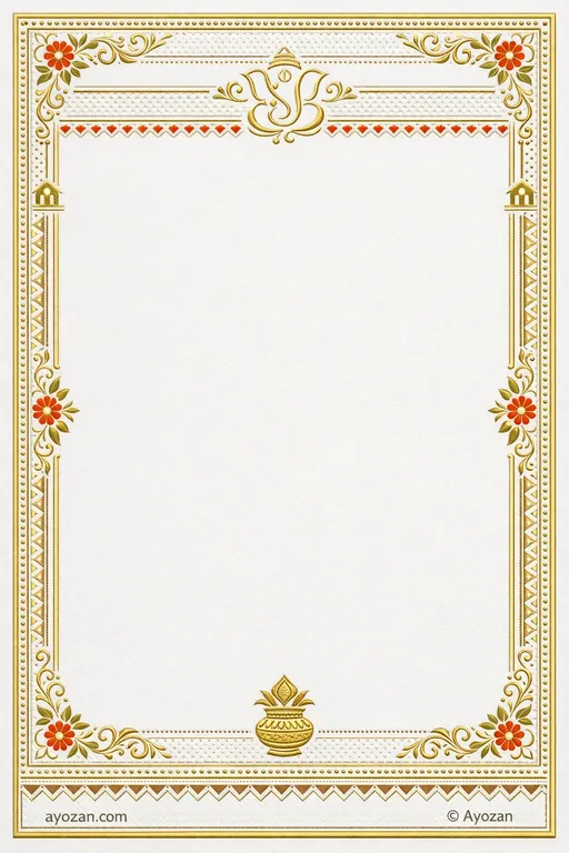 Gujarati Housewarming · Ornate — Gujarati Hindu Ornate Housewarming invitation card design from Ayozan