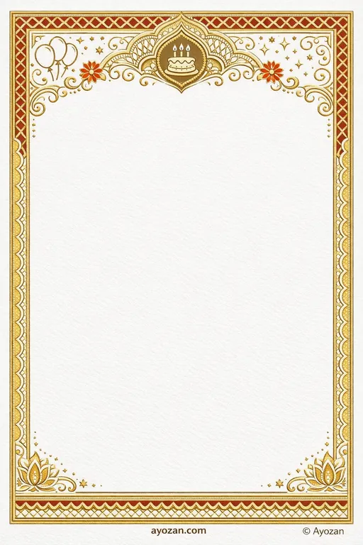 North Indian Birthday · Ornate — North Indian Hindu Ornate Birthday invitation card design from Ayozan