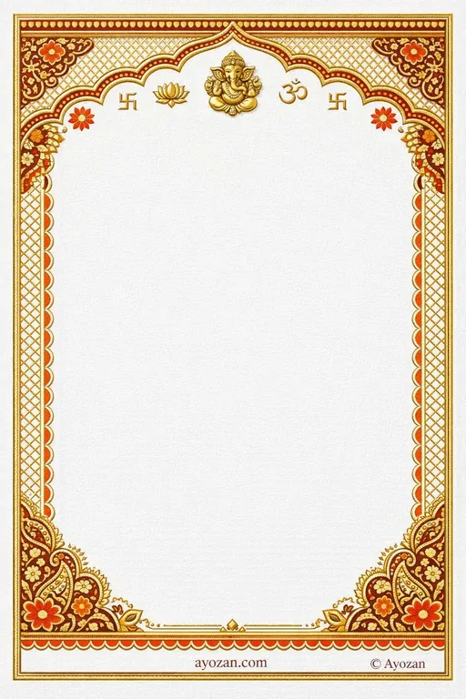 North Indian Mehndi · Floral — North Indian Hindu Botanical Mehndi invitation card design from Ayozan