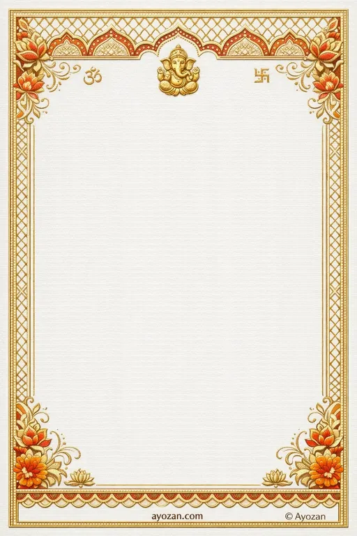 North Indian Reception · Floral — North Indian Hindu Botanical Reception invitation card design from Ayozan