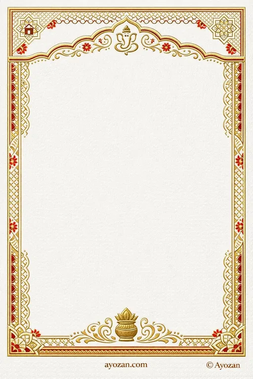 North Indian Housewarming · Geometric — North Indian Hindu Geometric Housewarming invitation card design from Ayozan