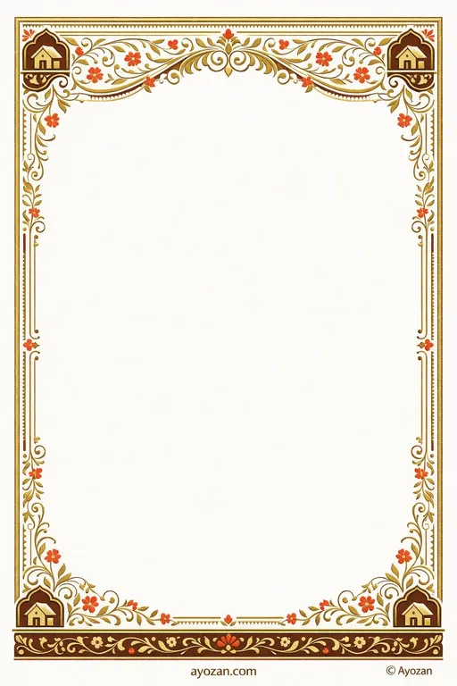 North Indian Housewarming · Floral — North Indian Sikh Botanical Housewarming invitation card design from Ayozan
