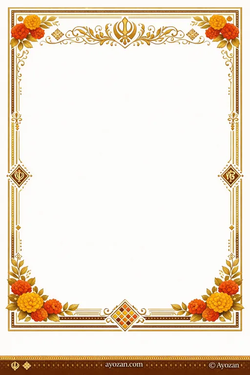 North Indian Haldi · Floral — North Indian Sikh Botanical Haldi invitation card design from Ayozan