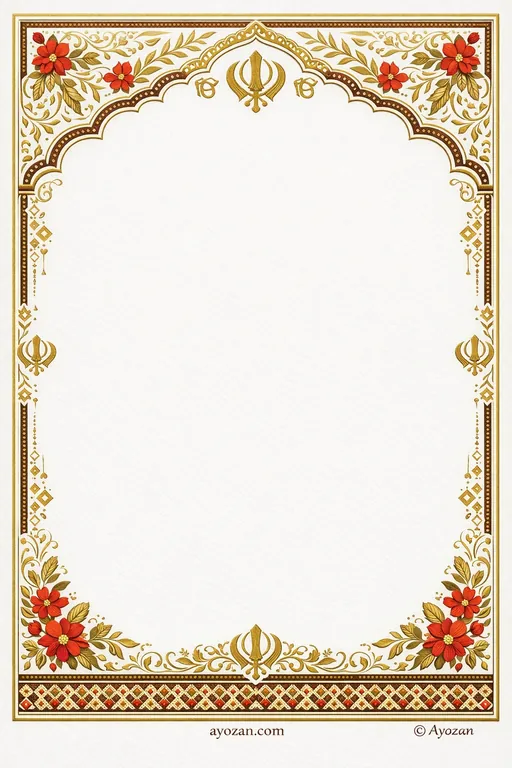 North Indian Reception · Floral — North Indian Sikh Botanical Reception invitation card design from Ayozan
