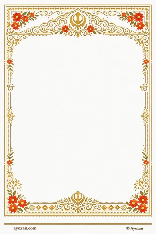 North Indian Wedding · Floral — North Indian Sikh Botanical Wedding invitation card design from Ayozan