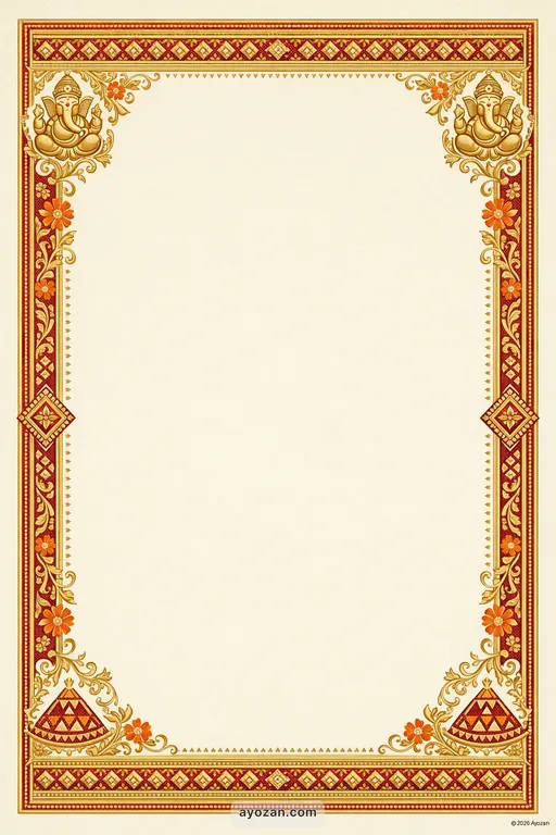 Assamese Housewarming · Classic — Assamese Hindu Traditional Housewarming invitation card design from Ayozan
